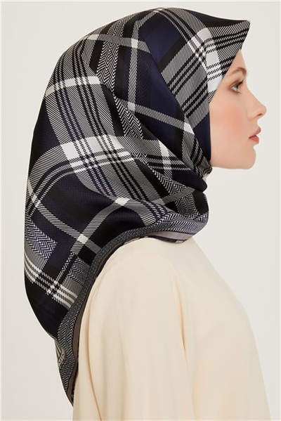 Armine Geometrik Desenli Twill Saf İpek Eşarp 9223D 53