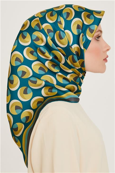 Armine Geometrik Desenli Twill Saf İpek Eşarp 9219D 05