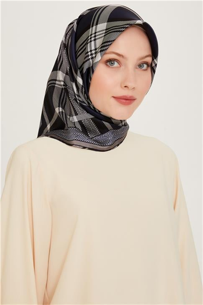Armine Geometrik Desenli Twill Saf İpek Eşarp 9223D 53