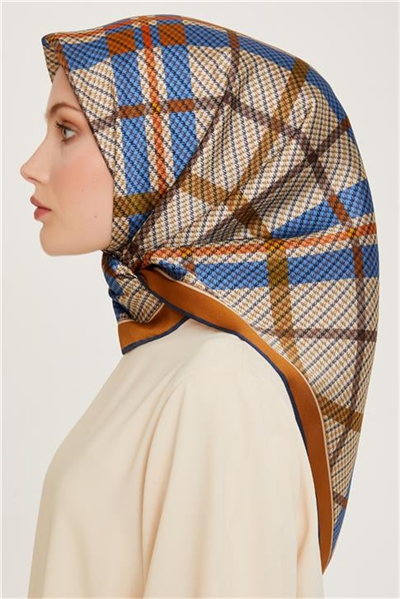 Armine Geometrik Desenli Twill Saf İpek Eşarp 9247D 01