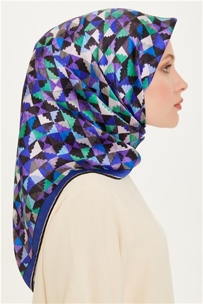 Armine Geometrik Desenli Twill Saf İpek Eşarp 9214D 85 53