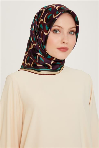 Armine Geometrik Desenli Twill Saf İpek Eşarp 9219D 52