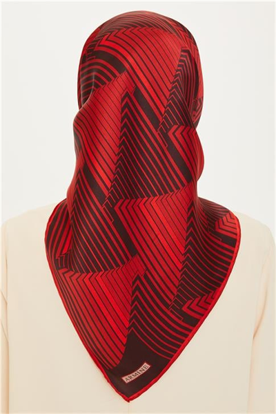 Armine Geometrik Desenli Twill Saf İpek Eşarp 9218D 83 82