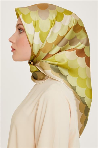 Armine Geometrik Desenli Twill Saf İpek Eşarp 9212D 81 37