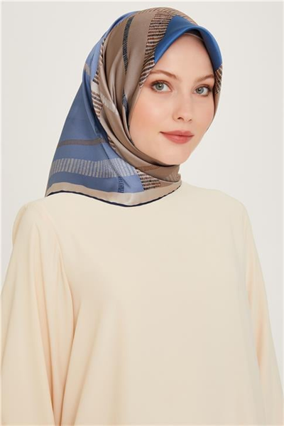 Armine Geometrik Desenli Twill Saf İpek Eşarp 9206D 06