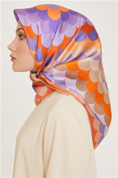 Armine Geometrik Desenli Twill Saf İpek Eşarp 9212D 81 41