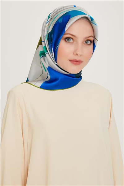 Armine Geometrik Desenli Twill Saf İpek Eşarp 9241D 01