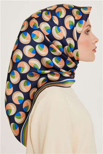 Armine Geometrik Desenli Twill Saf İpek Eşarp 9219D 81