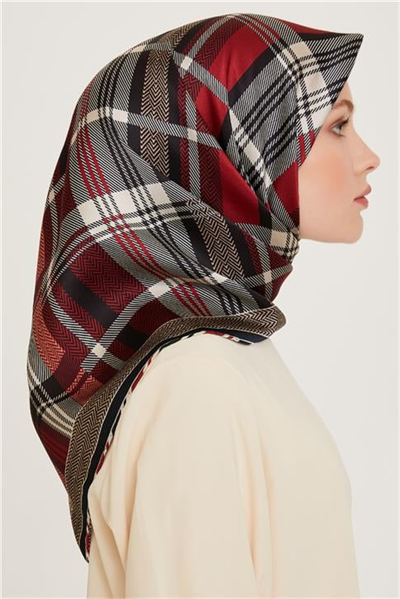 Armine Geometrik Desenli Twill Saf İpek Eşarp 9223D 35