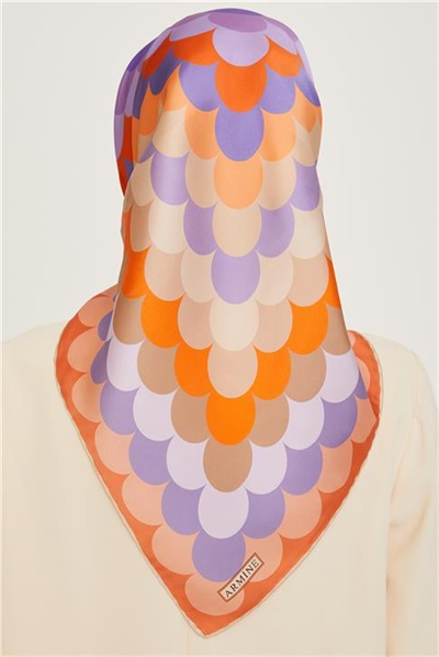 Armine Geometrik Desenli Twill Saf İpek Eşarp 9212D 81 41
