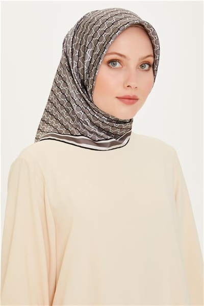 Armine Geometrik Desenli Twill Saf İpek Eşarp 9226D 81