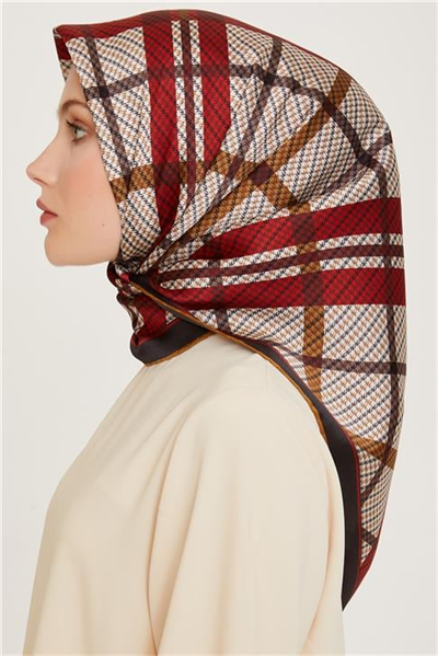 Armine Geometrik Desenli Twill Saf İpek Eşarp 9247D 82