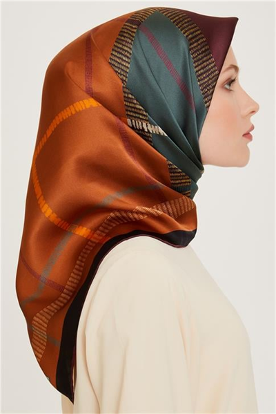 Armine Geometrik Desenli Twill Saf İpek Eşarp 9206D 33