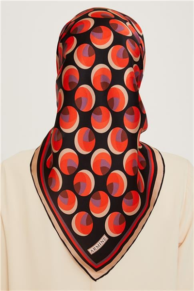 Armine Geometrik Desenli Twill Saf İpek Eşarp 9219D 09