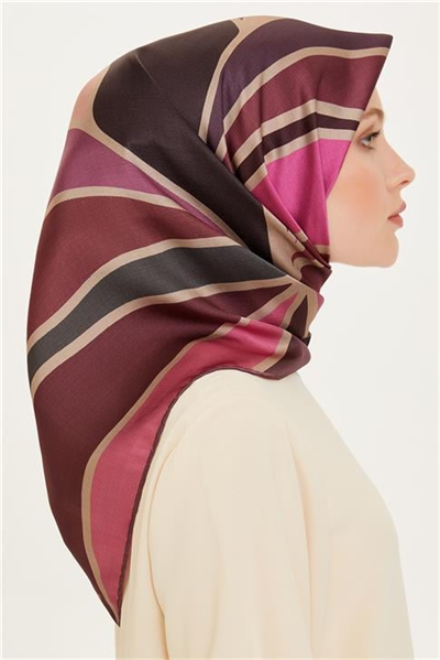 Armine Geometrik Desenli Twill Saf İpek Eşarp 9232D 36