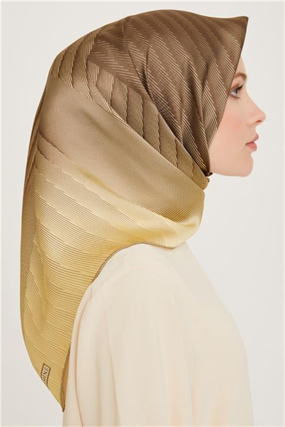 Armine Geometrik Desenli Twill Saf İpek Eşarp 9237D 34