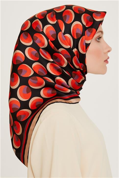 Armine Geometrik Desenli Twill Saf İpek Eşarp 9219D 09