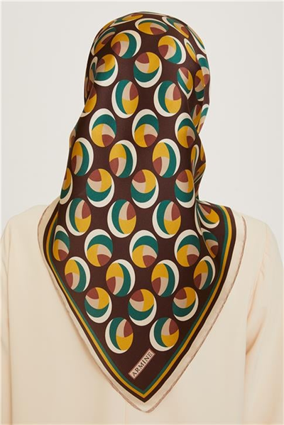 Armine Geometrik Desenli Twill Saf İpek Eşarp 9219D 31