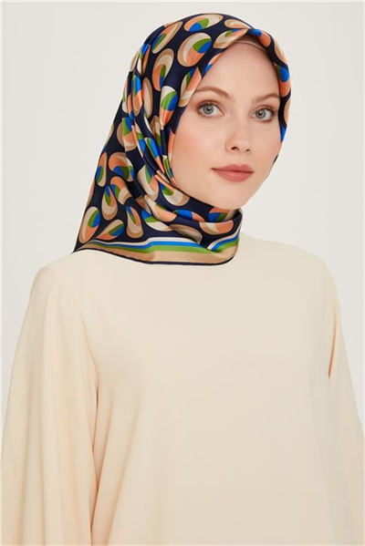 Armine Geometrik Desenli Twill Saf İpek Eşarp 9219D 81