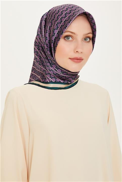 Armine Geometrik Desenli Twill Saf İpek Eşarp 9226D 83