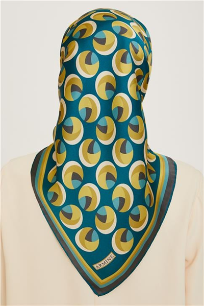 Armine Geometrik Desenli Twill Saf İpek Eşarp 9219D 05
