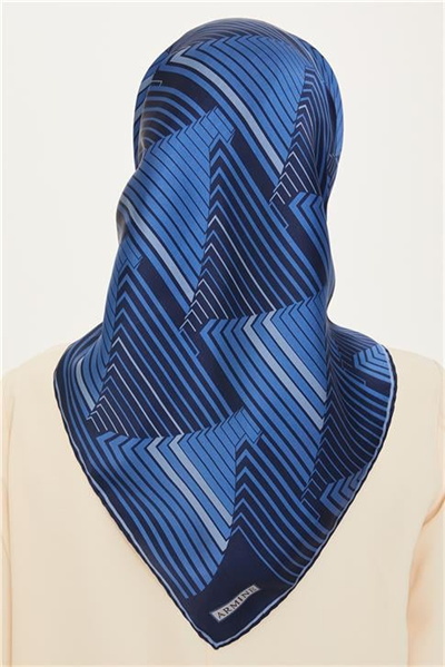 Armine Geometrik Desenli Twill Saf İpek Eşarp 9218D 83 85