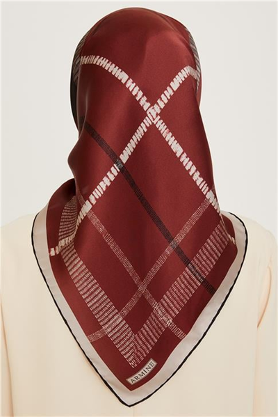 Armine Geometrik Desenli Twill Saf İpek Eşarp 9206D 81