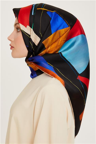 Armine Geometrik Desenli Twill Saf İpek Eşarp 9241D 83