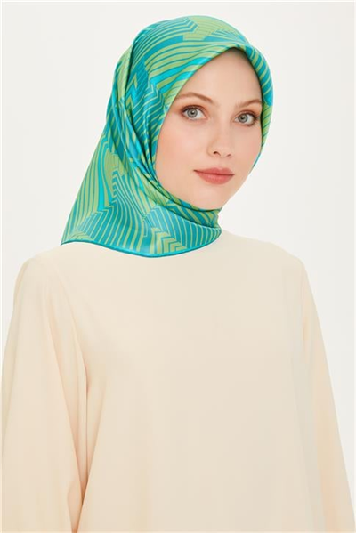 Armine Geometrik Desenli Twill Saf İpek Eşarp 9218D 83 12