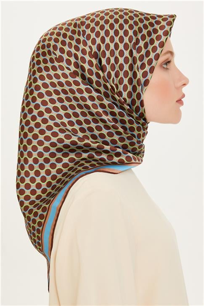 Armine Geometrik Desenli Twill Saf İpek Eşarp 9226D 03