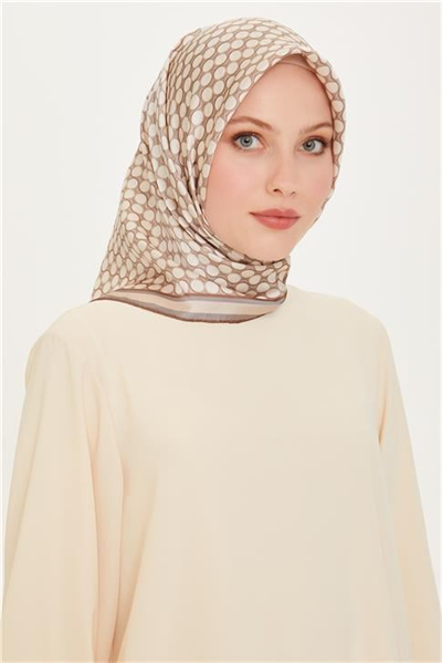 Armine Geometrik Desenli Twill Saf İpek Eşarp 9226D 11