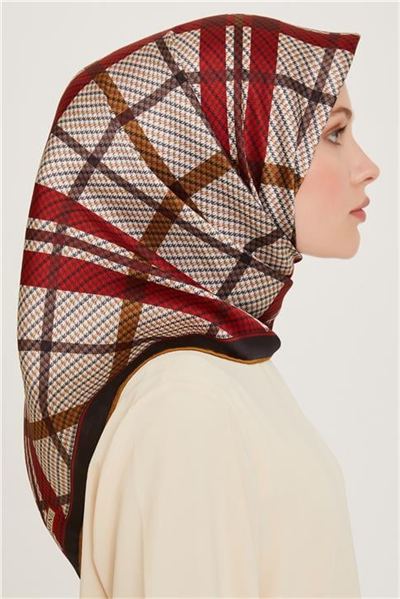Armine Geometrik Desenli Twill Saf İpek Eşarp 9247D 82