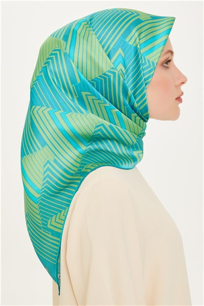 Armine Geometrik Desenli Twill Saf İpek Eşarp 9218D 83 12