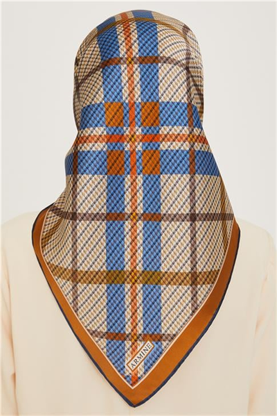 Armine Geometrik Desenli Twill Saf İpek Eşarp 9247D 01
