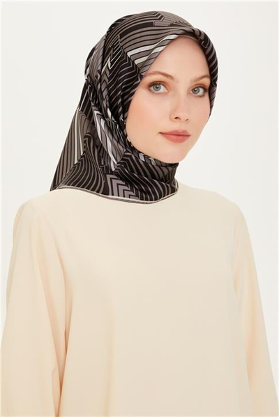 Armine Geometrik Desenli Twill Saf İpek Eşarp 9218D 83 81
