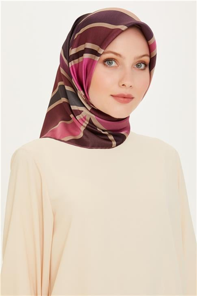 Armine Geometrik Desenli Twill Saf İpek Eşarp 9232D 36