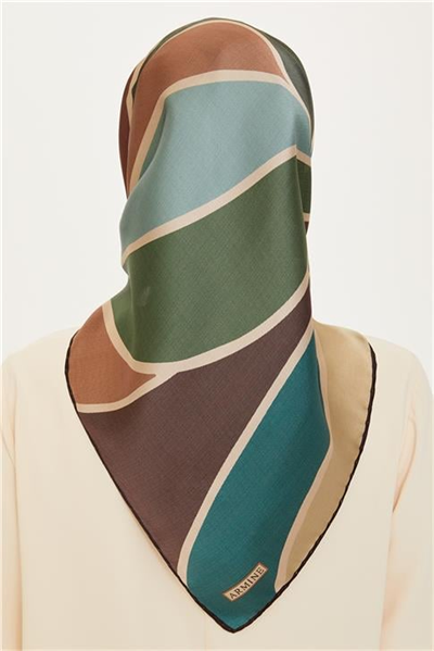 Armine Geometrik Desenli Twill Saf İpek Eşarp 9232D 33