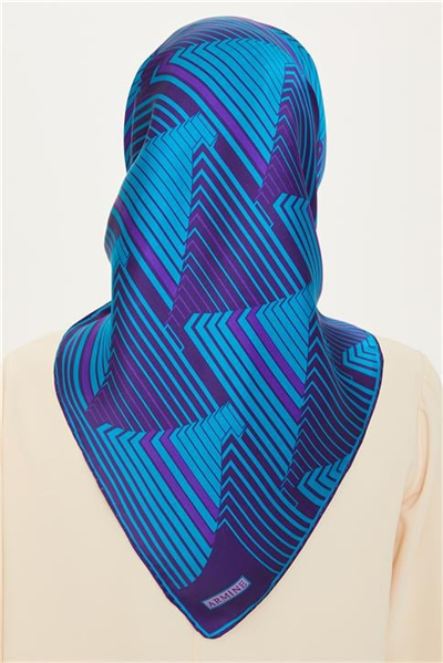 Armine Geometrik Desenli Twill Saf İpek Eşarp 9218D 83 07