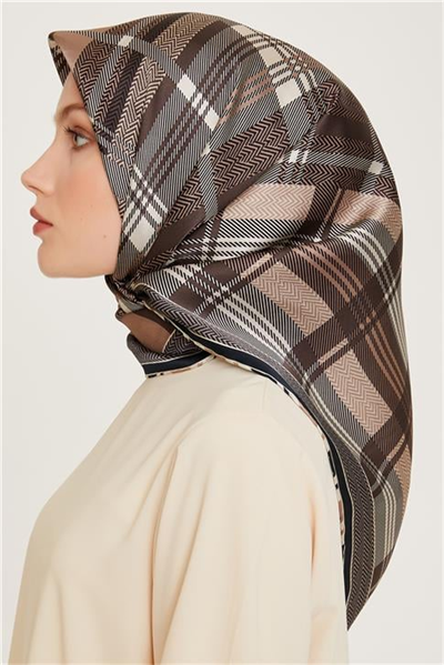 Armine Geometrik Desenli Twill Saf İpek Eşarp 9223D 32