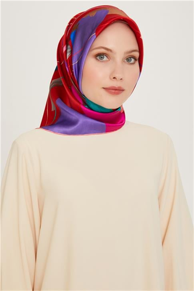 Armine Geometrik Desenli Twill Saf İpek Eşarp 9241D 82