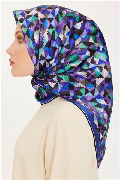 Armine Geometrik Desenli Twill Saf İpek Eşarp 9214D 85 53