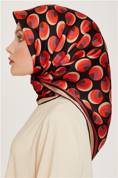 Armine Geometrik Desenli Twill Saf İpek Eşarp 9219D 09