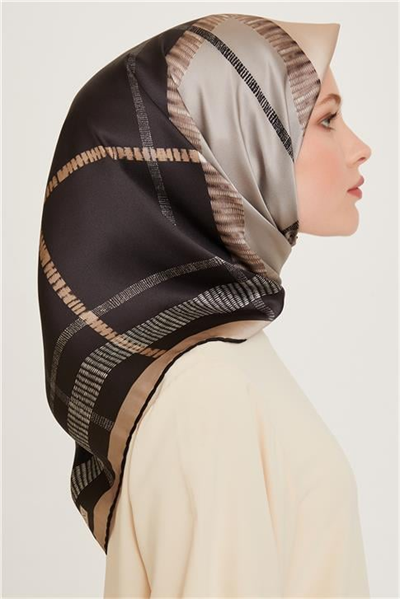 Armine Geometrik Desenli Twill Saf İpek Eşarp 9206D 83