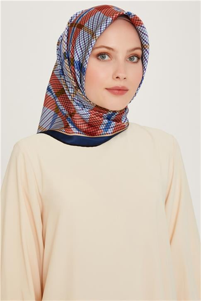 Armine Geometrik Desenli Twill Saf İpek Eşarp 9247D 33