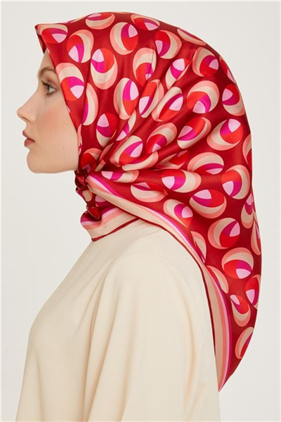 Armine Geometrik Desenli Twill Saf İpek Eşarp 9219D 83
