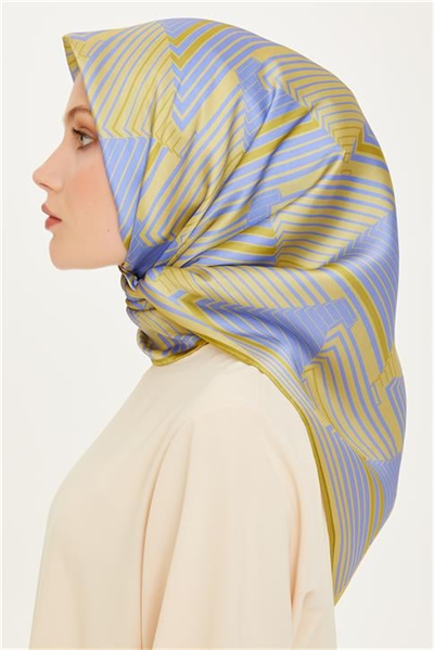 Armine Geometrik Desenli Twill Saf İpek Eşarp 9218D 83 10