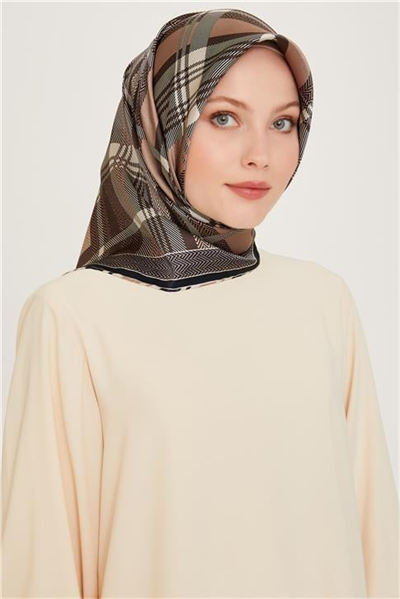 Armine Geometrik Desenli Twill Saf İpek Eşarp 9223D 32