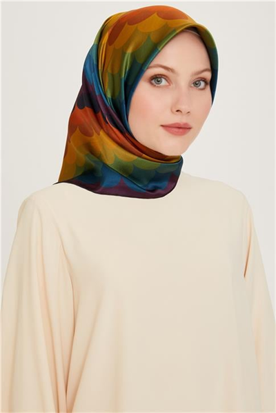 Armine Geometrik Desenli Twill Saf İpek Eşarp 9212D 81 35