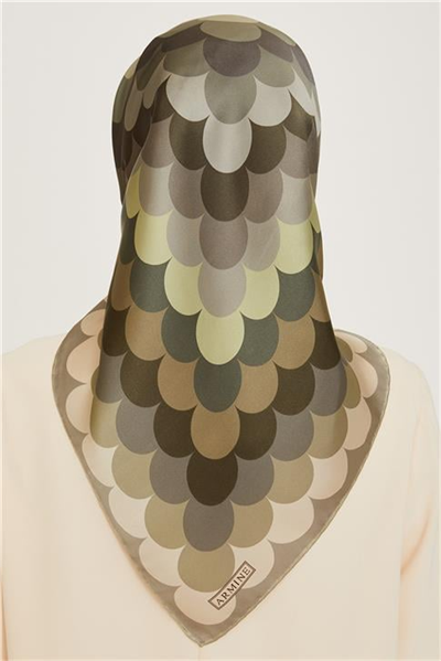 Armine Geometrik Desenli Twill Saf İpek Eşarp 9212D 81 38