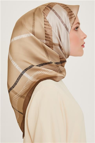 Armine Geometrik Desenli Twill Saf İpek Eşarp 9206D 11